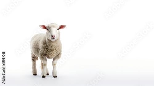 Portrait sheep isolated on white background, with text space can use for advertising, ads, branding © Clown Studio