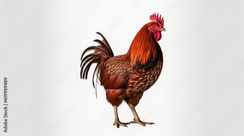 Rooster isolated white background with text space can use for advertising, ads, branding