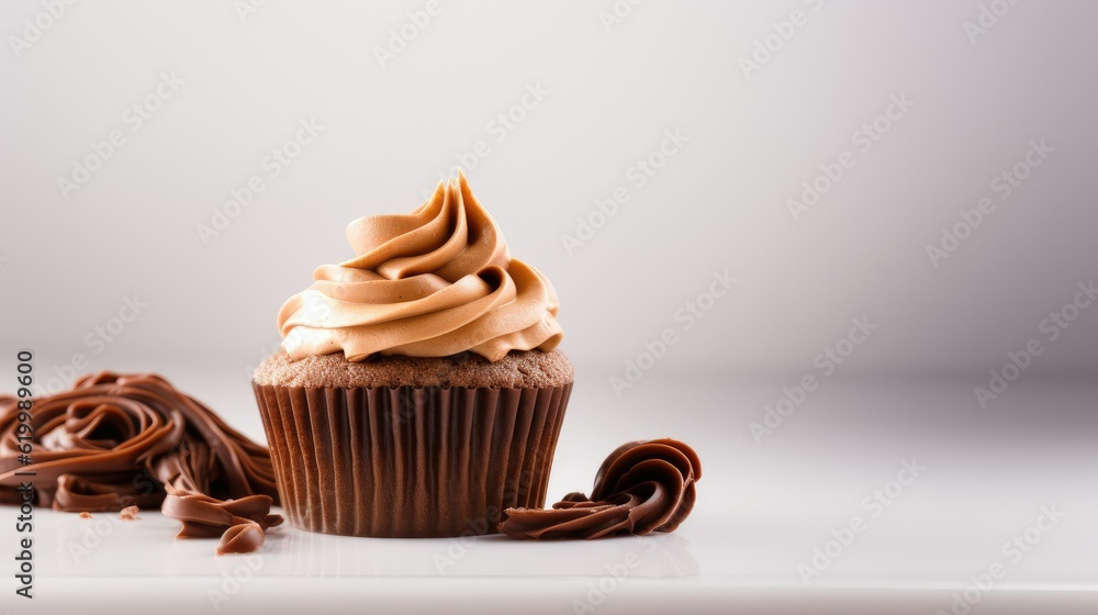 Tasty cupcake on white background with text space can use for advertising, ads, branding