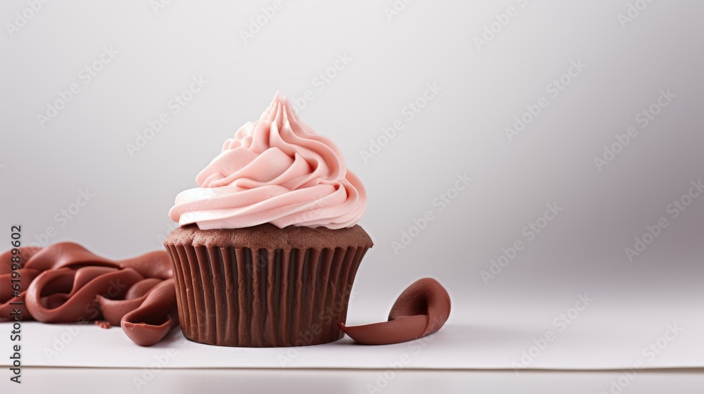 Tasty cupcake on white background with text space can use for advertising, ads, branding Tasty cupcake on white background with text space can use for advertising, ads, branding