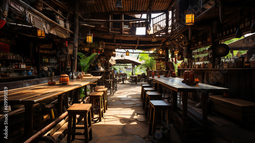 Streets and alleyways during the day, Wooden Shop, Community Shop, Restaurant, Countryside in Thailand