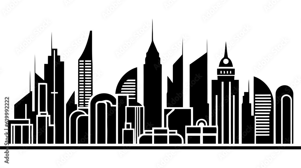 Black vector city silhouette with. Vector Illustration