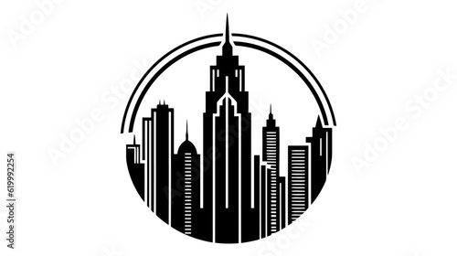 Black vector city silhouette with. Vector Illustration