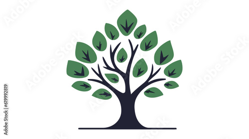 Simple tree vector icon, logo. Flat tree on white background