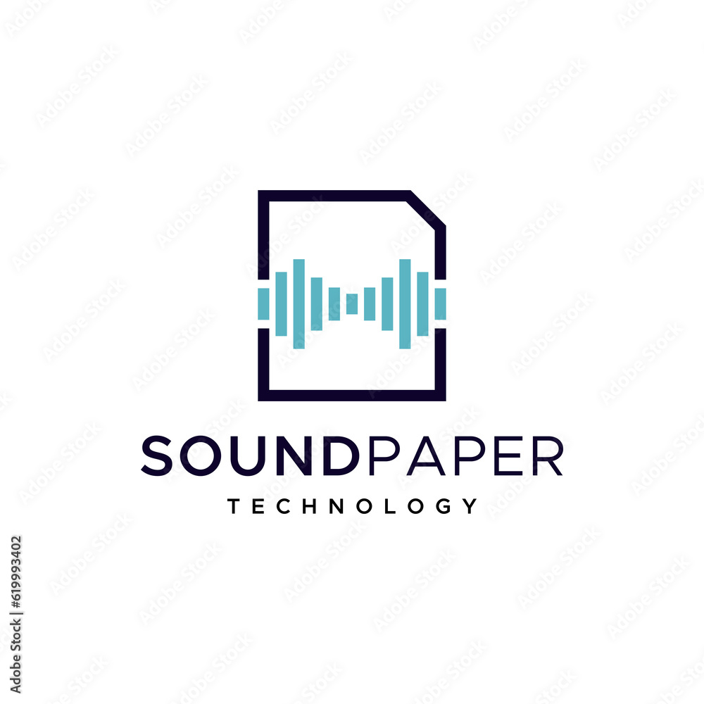 Modern logo combination of sound and paper. It is suitable for use as a report logo. Modern logo combination of sound and paper. It is suitable for use as a report logo.