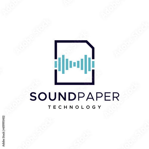 Modern logo combination of sound and paper. It is suitable for use as a report logo.