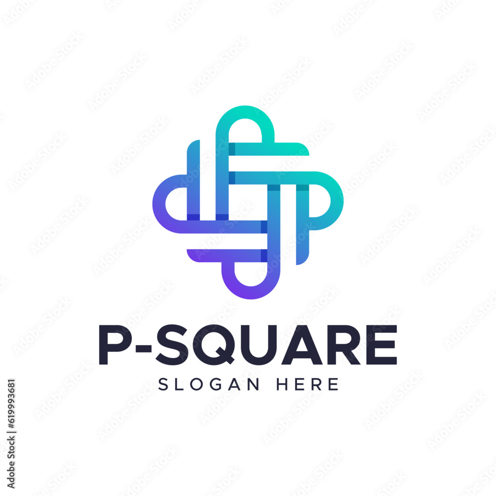 Obraz premium The logo monogram forms a rounded P. It is suitable for use for technology logos.