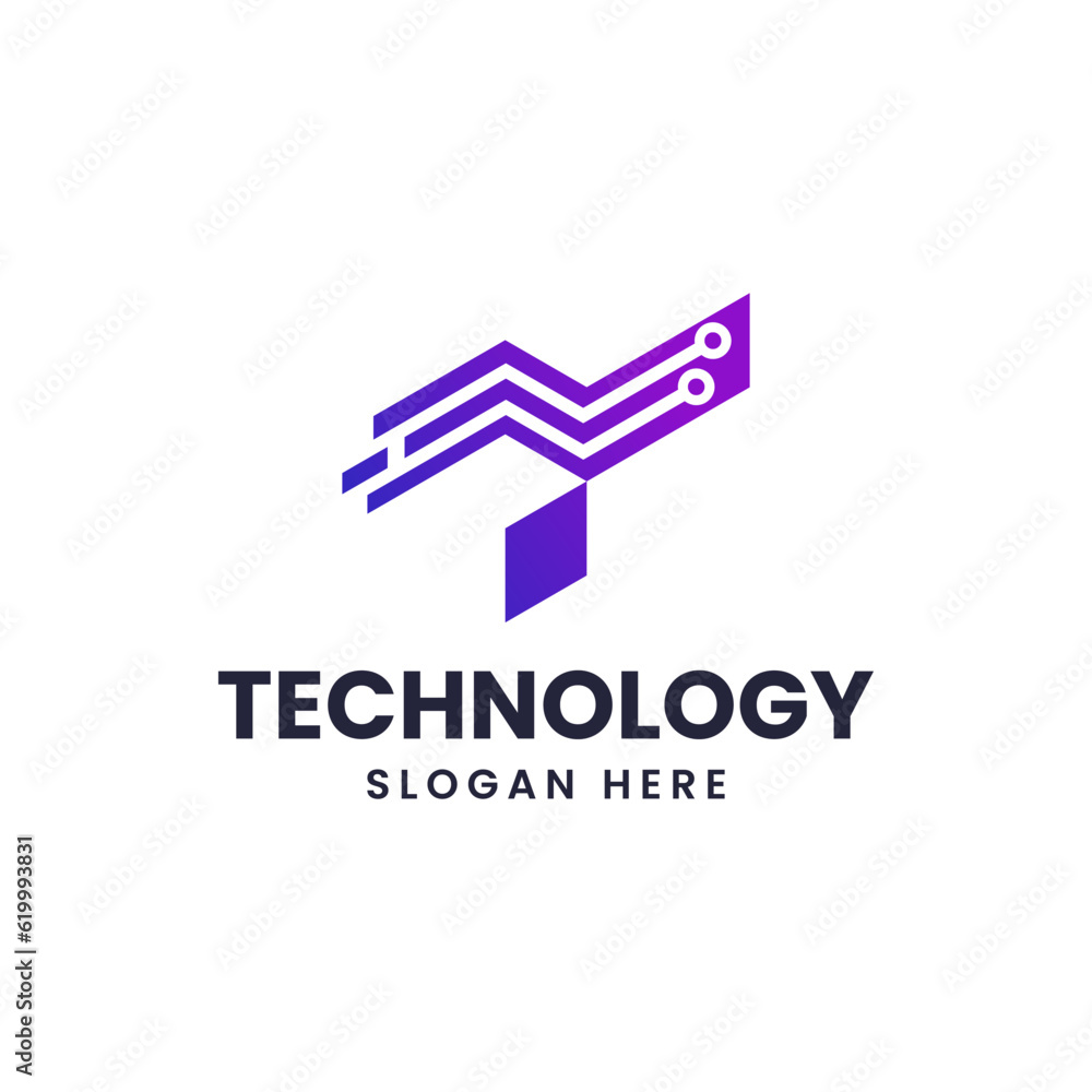 Logo monogram forming a truncated T. It is suitable for use for technology logo Logo monogram forming a truncated T. It is suitable for use for technology logo