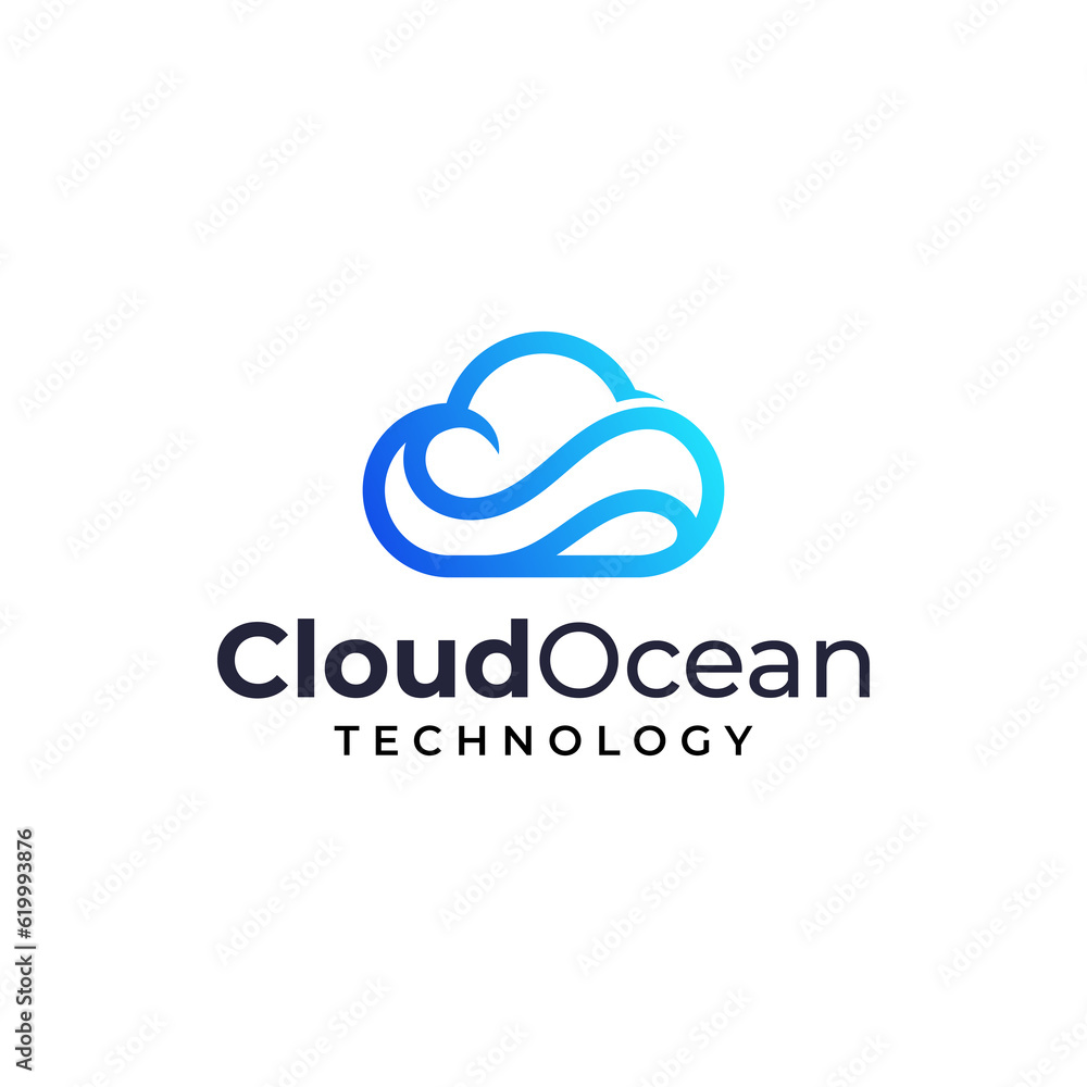 Modern logo combination of waves and clouds. It is suitable for use for technology logos. Modern logo combination of waves and clouds. It is suitable for use for technology logos.