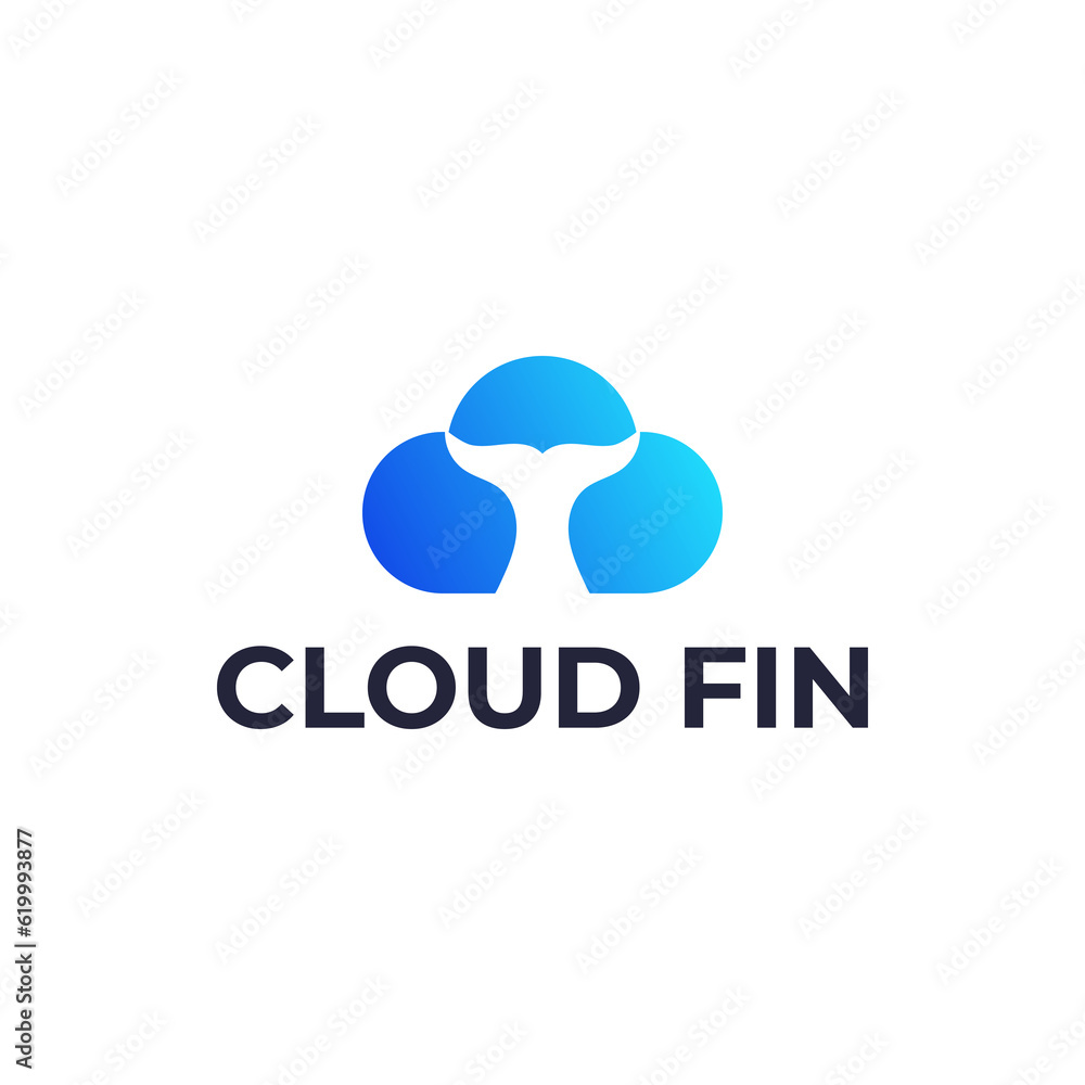 Modern logo combination of fin and clouds. It is suitable for use for technology logos. Modern logo combination of fin and clouds. It is suitable for use for technology logos.