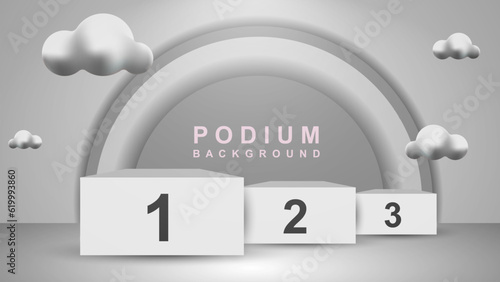 Winners podium with spotlights. Alas. Vector illustration eps 10.