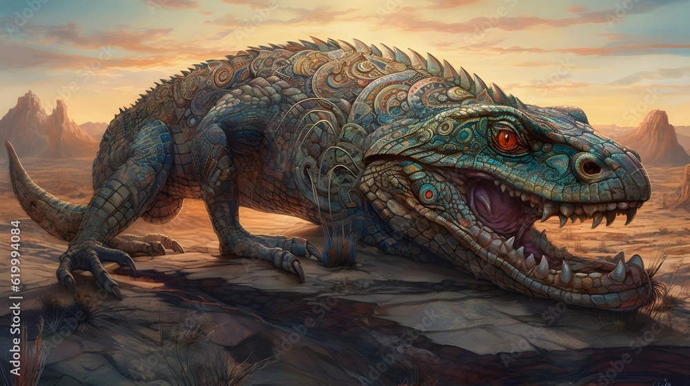 Obraz premium alien creature in the desert generative art