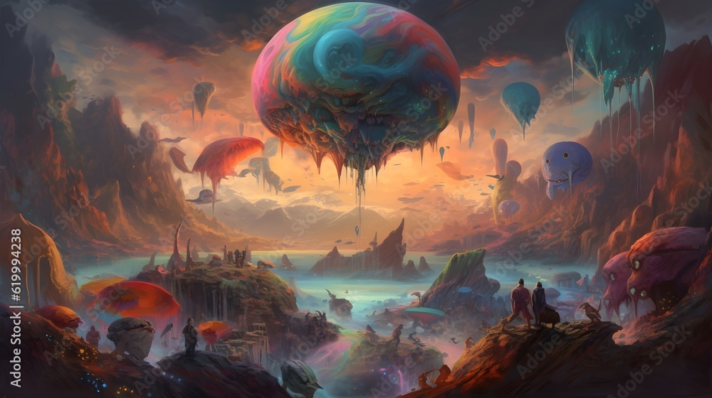 Fototapeta premium surreal psychedelic alien world generative art