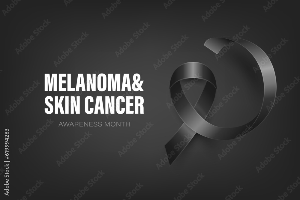 Melanoma, Skin Cancer Banner, Card, Placard with Vector 3d Realistic