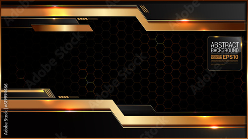 abstract technology template black gold background, luxury abstract presentation, shadow gradients space composition for banner, flyer cover layout, website template design
