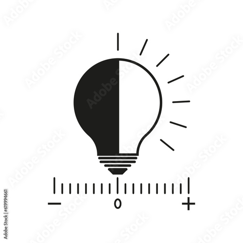 level light icon. control scale for bright. adjustment brightness. electric bulb energy. regulation contrast. Vector illustration. stock image.