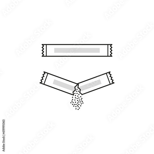 ripped packet sugar icon. Vector illustration. stock image.