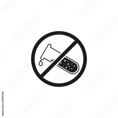 Forbidden signal chemical tube icon. Chemicals forbidden symbol icon. Vector illustration. stock image.
