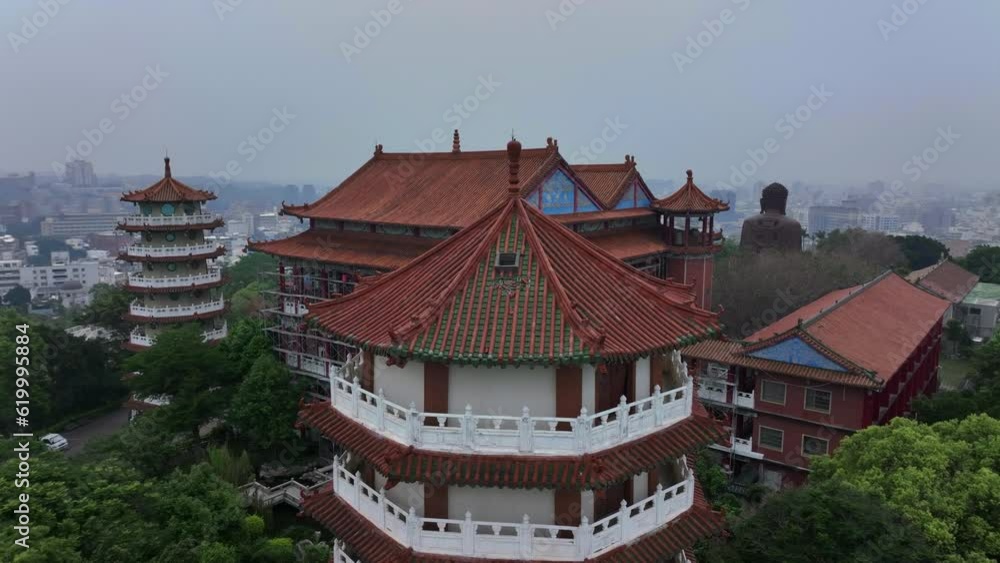 Baguashan Big Giant Buddha Statue in Changhua, Taiwan, Aerial View Baguashan Big Giant Buddha Statue in Changhua, Taiwan, Aerial View
