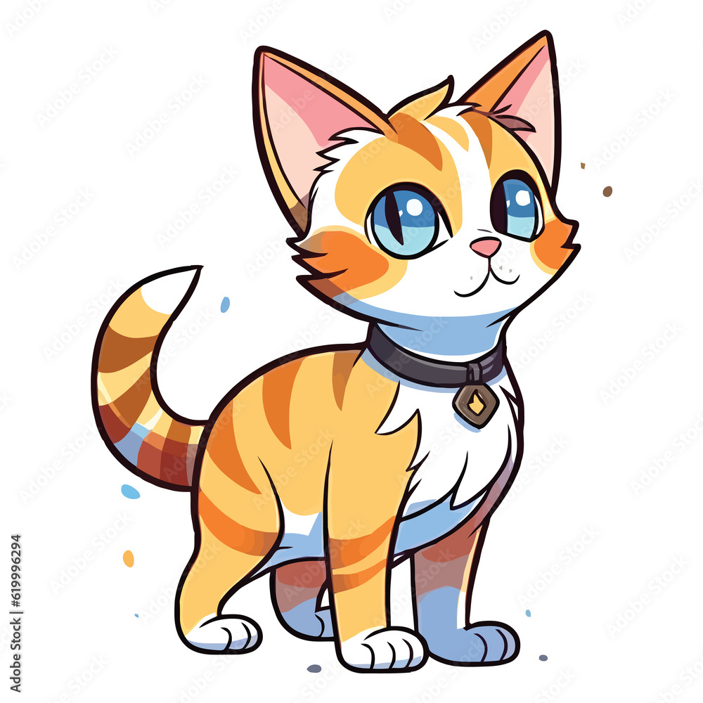 Fototapeta premium Playful Prowler: Cute Bengal Cat in 2D Illustration