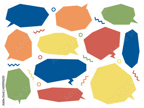 カラフルでカクカクした吹き出し