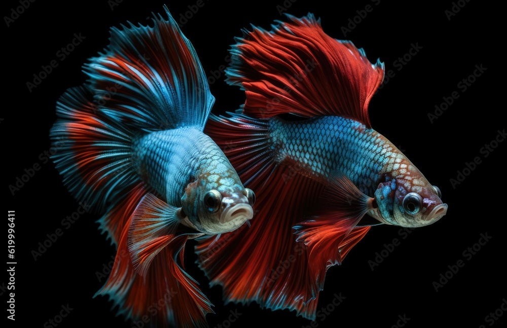 Halfmoon Betta capture the moving moment beautiful of siam betta fish on black background Halfmoon Betta capture the moving moment beautiful of siam betta fish on black background