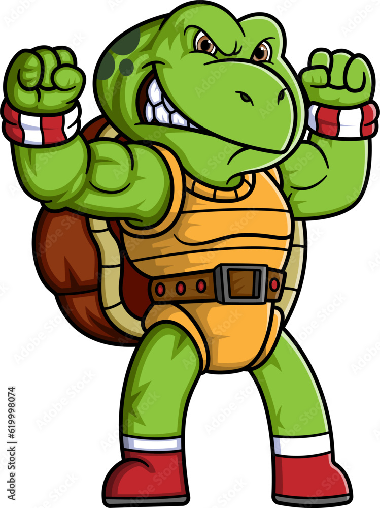 Obraz premium Angry turtle character with good pose