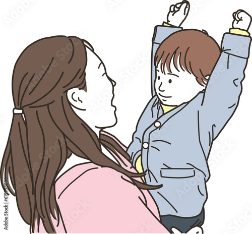抱っこをする母と息子（親子）のイメージ