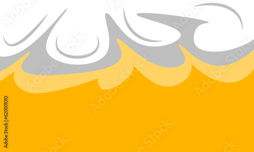 Oktoberfest yellow banner background. Beer foam flat illustration and space for text. Oktoberfest beer