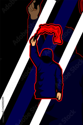Hooligans Supporter Football Illustration Logo