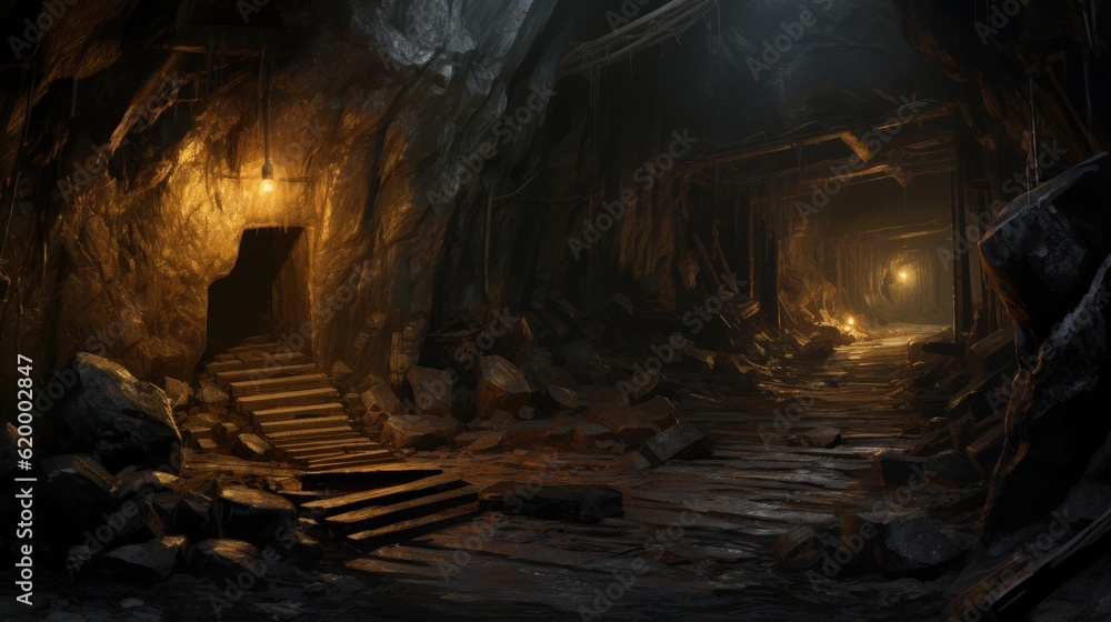 Obraz premium Old and abandoned mine game art