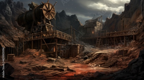 Old and abandoned mine game art