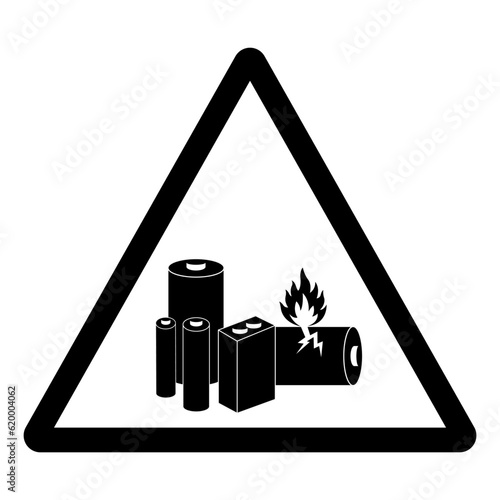 Warning Lithium Batteries Symbol Sign, Vector Illustration, Isolate On White Background Label. EPS10