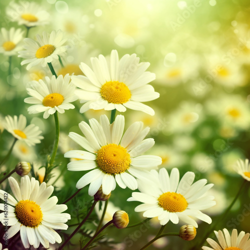 Daisies in the garden. Chamomile flowers background. (Generative AI)