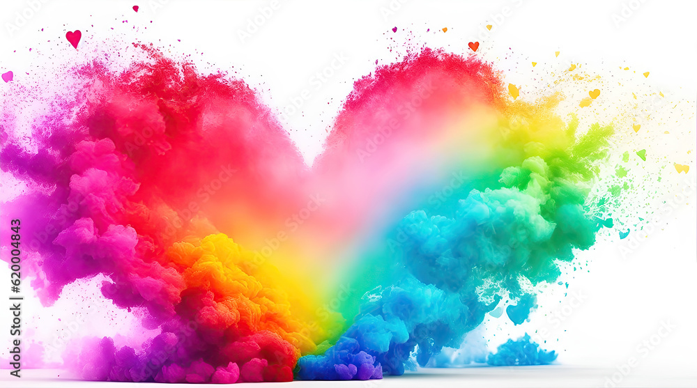 Colorful rainbow heart shape with splash, rainbow gradient Abstract background smoke wallpaper. Colorful rainbow heart shape with splash, rainbow gradient Abstract background smoke wallpaper.