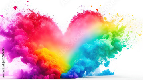 Colorful rainbow heart shape with splash  rainbow gradient Abstract background smoke wallpaper.