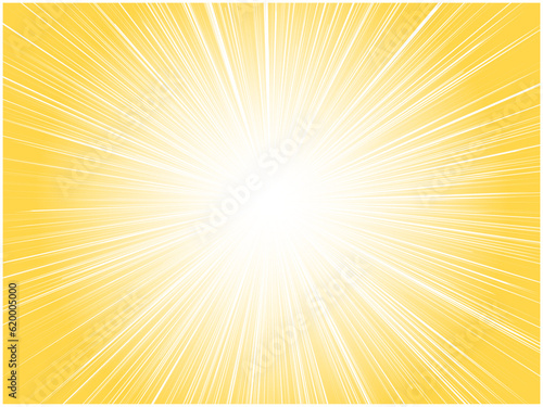 鮮やかに発光する太陽光線イメージの集中線背景_ライトオレンジ