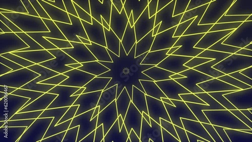 Repeated yellow multipoint star shape looping animation background. 2D computer rendering photo