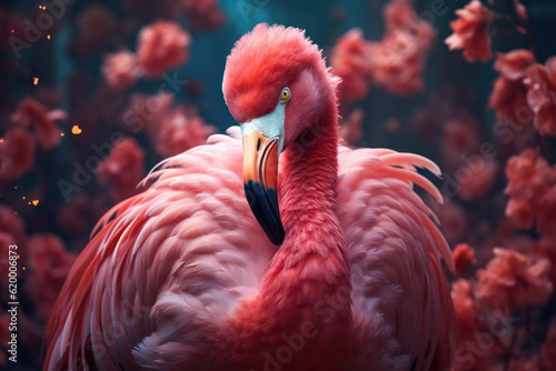 Radiant Elegance: Vibrant Pink Flamingo in All Its Beauty. Generative AI
