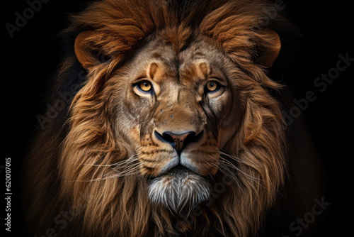 Majestic Gaze: Powerful Lion Locking Eyes with the Camera. Generative AI © Anthony Paz