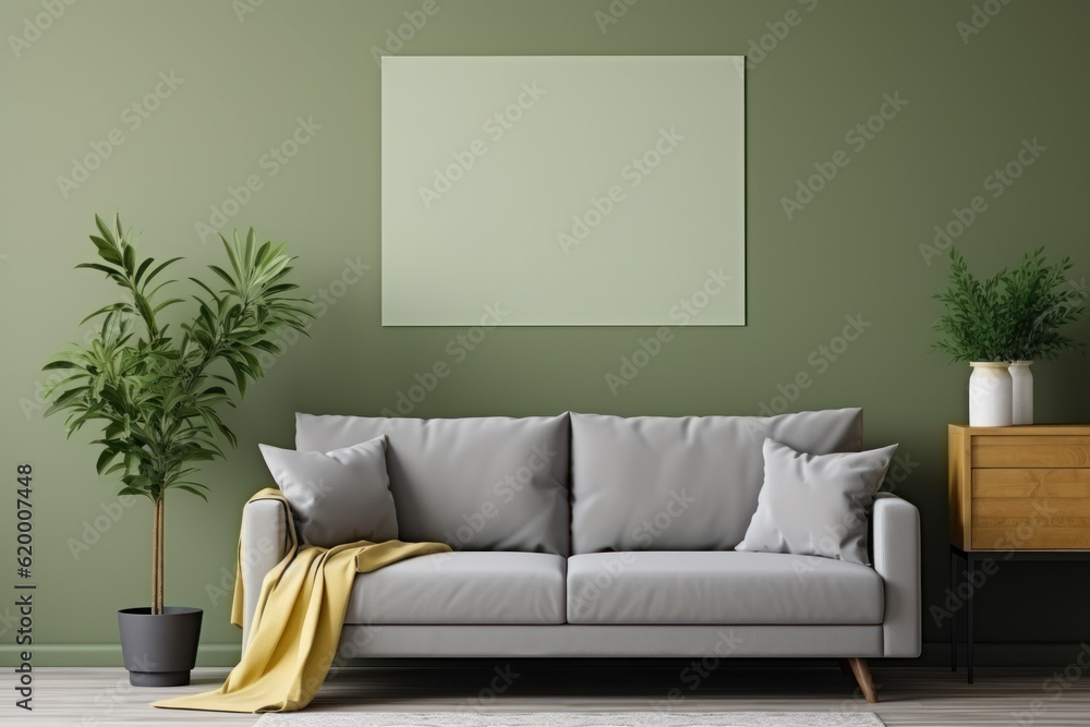 Artful Living: Cozy Living Room with Sofa for Wall Art Placement. Generative AI Artful Living: Cozy Living Room with Sofa for Wall Art Placement. Generative AI