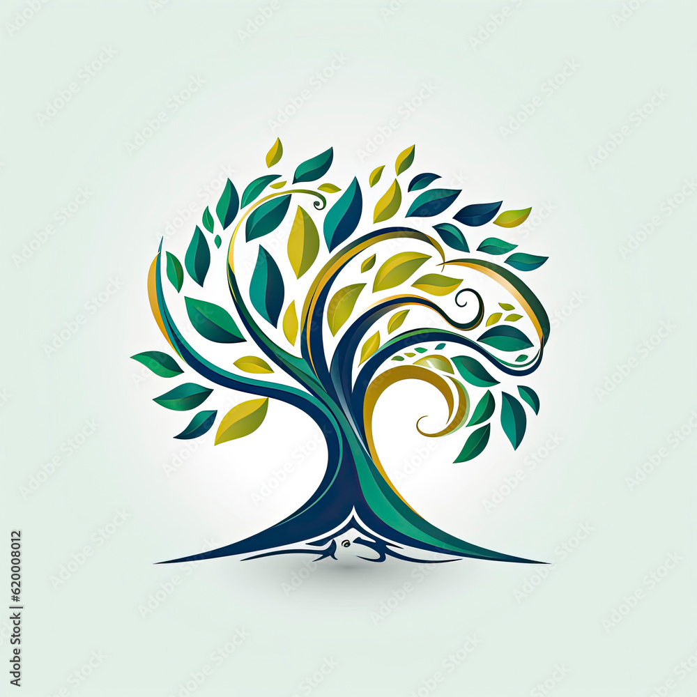 Obraz premium a vibrant green tree with lush leaves against a clean white background