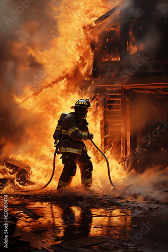 firefighters in action, created using generative AI tools