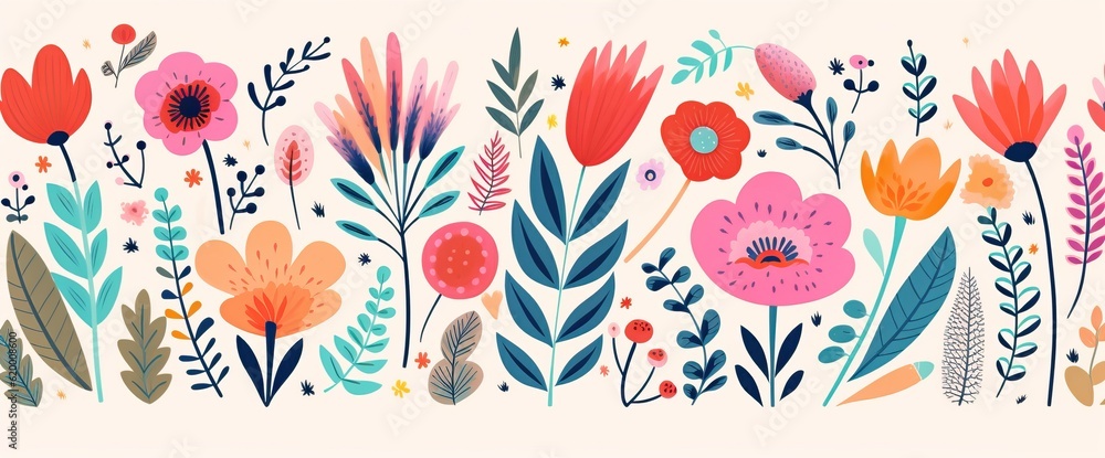 flowers and foliage colorful pattern spring summer background flowers and foliage colorful pattern spring summer background