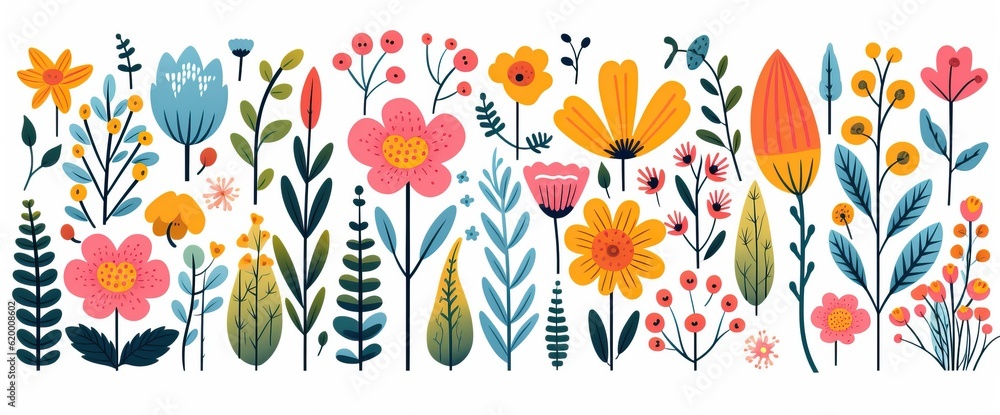 flowers and foliage colorful pattern spring summer background flowers and foliage colorful pattern spring summer background