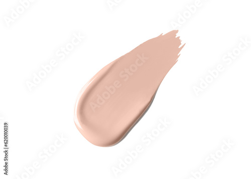 Yogurt Beige creamy concealer cosmetic swipe smear smudge isolated on transparent background. yogurt beige color brush stroke close up. Makeup cream texture background