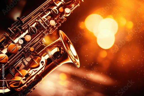 Close-up of a saxophone  Generative AI
