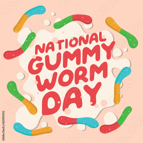 national gummi worm day design template for celebration. gummi vector illustration. flat gummi worm candy vector design.