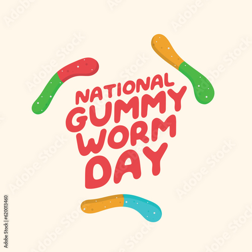 national gummi worm day design template for celebration. gummi vector illustration. flat gummi worm candy vector design.