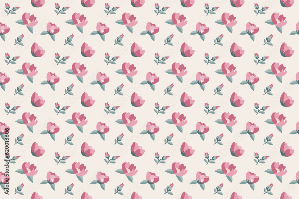 A tiny red flower as vintage seamless pattern ep10